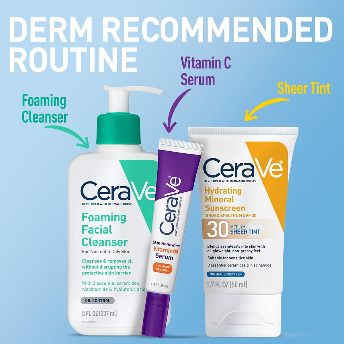 CeraVe Tinted Sunscreen for Face. Mineral SPF 30 Moisturizer. Light. 1.7oz | Skin Care. Face Sunscreen. Hyaluronic Acid. Zinc Oxide. Titanium Dioxide. Sheer Tint. Healthy Glow. Blends Seamlessly