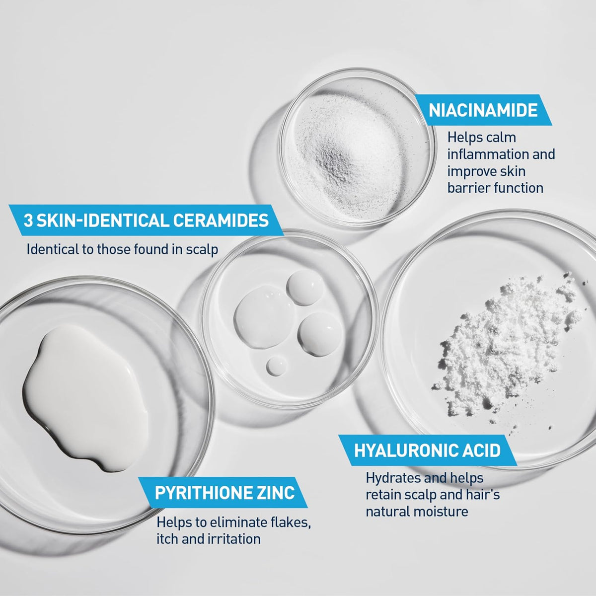 CeraVe Hydrating Anti Dandruff Shampoo. Itchy Scalp Treatment. 12oz | Helps Eliminate Flakes with 1% Pyrithione Zinc. Hyaluronic Acid. Niacinamide and Ceramides In A Sulfate Free Formula
