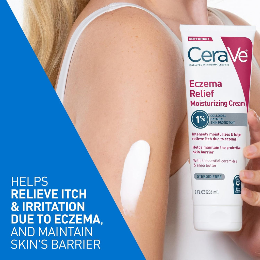 CeraVe  Relief Moisturizing Cream. Shea Butter Dry Skin Lotion. 8oz | Steroid-Free Skin Care Formula with Colloidal Oatmeal and Vitamin E Provides Soothing Treatment For Itchy Skin