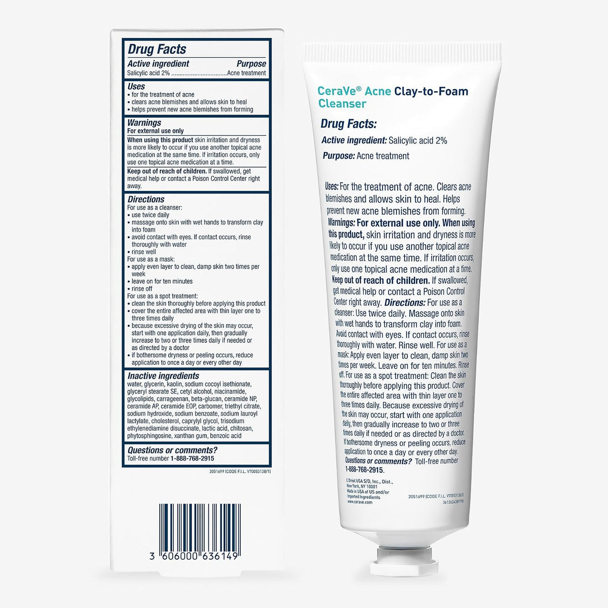 CeraVe Clay To Foam Acne Face Wash.Salicylic Acid & Kaolin Clay Acne Spot Treatment Clears Pimples & Blackheads. Prevents Breakouts. Hydrates & Soothes. Fragrance-Free. Non-Comedogenic.4oz.(Pack of 2)
